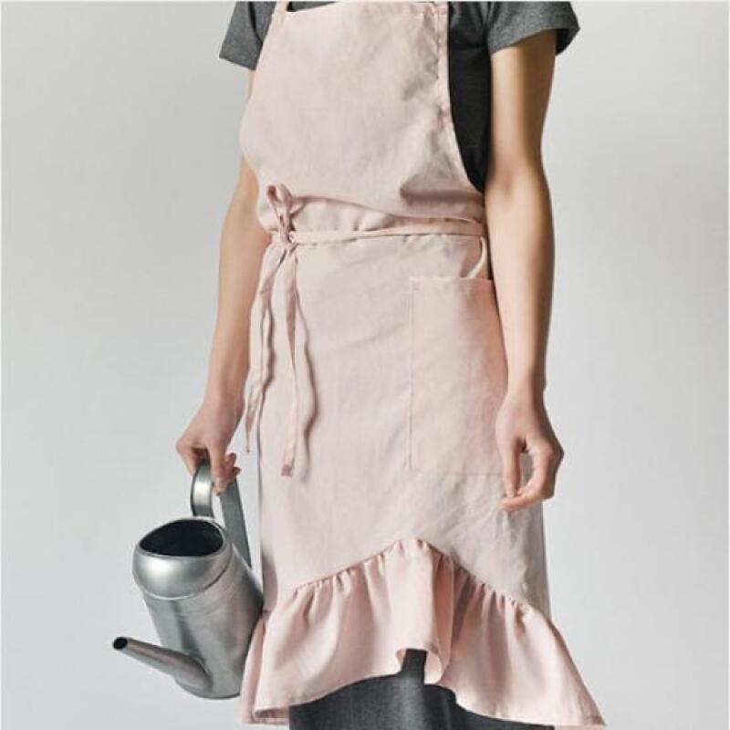 1 x Modern Linen Frill Apron (random color)
