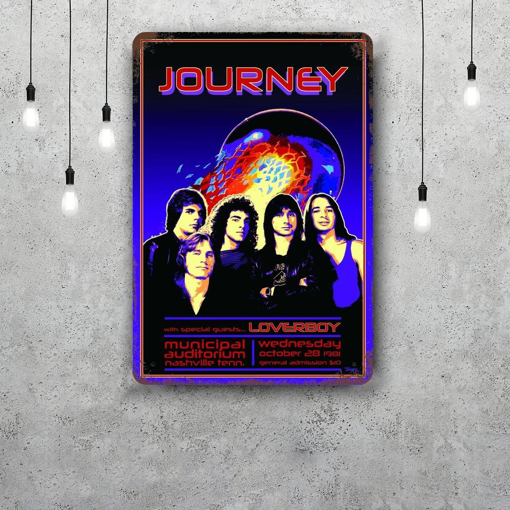 Segni in Latta Metallica Vintage Band Journey Poster Decorazione Placca Metallica Retro Decorazione Artistica da Parete per Garage Bar