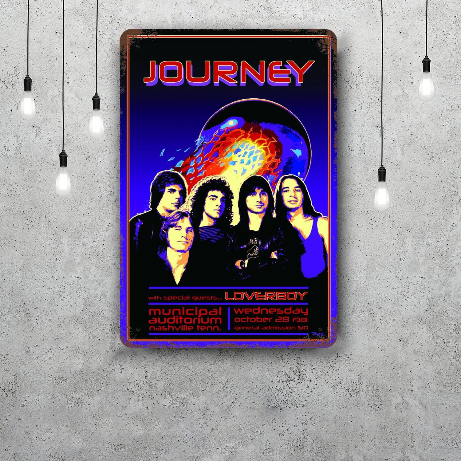 

Journey Band Vintage Metal Tin Signs Posters Decor Retro Metal Plaque Wall Art Decor for Garage Bar 20x30cm（7.8x11.8inch）