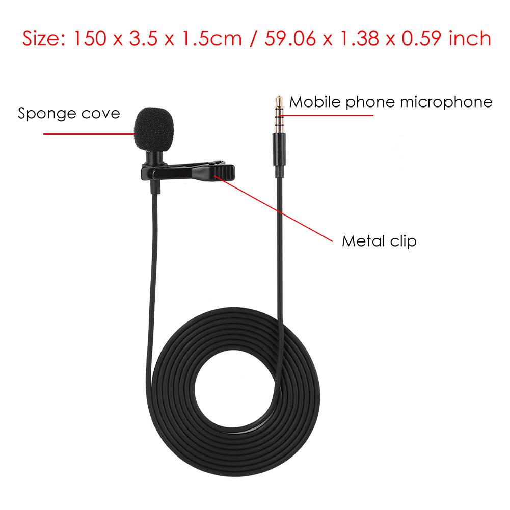 Lapel Microphone Omnidirectional Condenser Mic for iPhone Samsung Android & Windows Smartphones