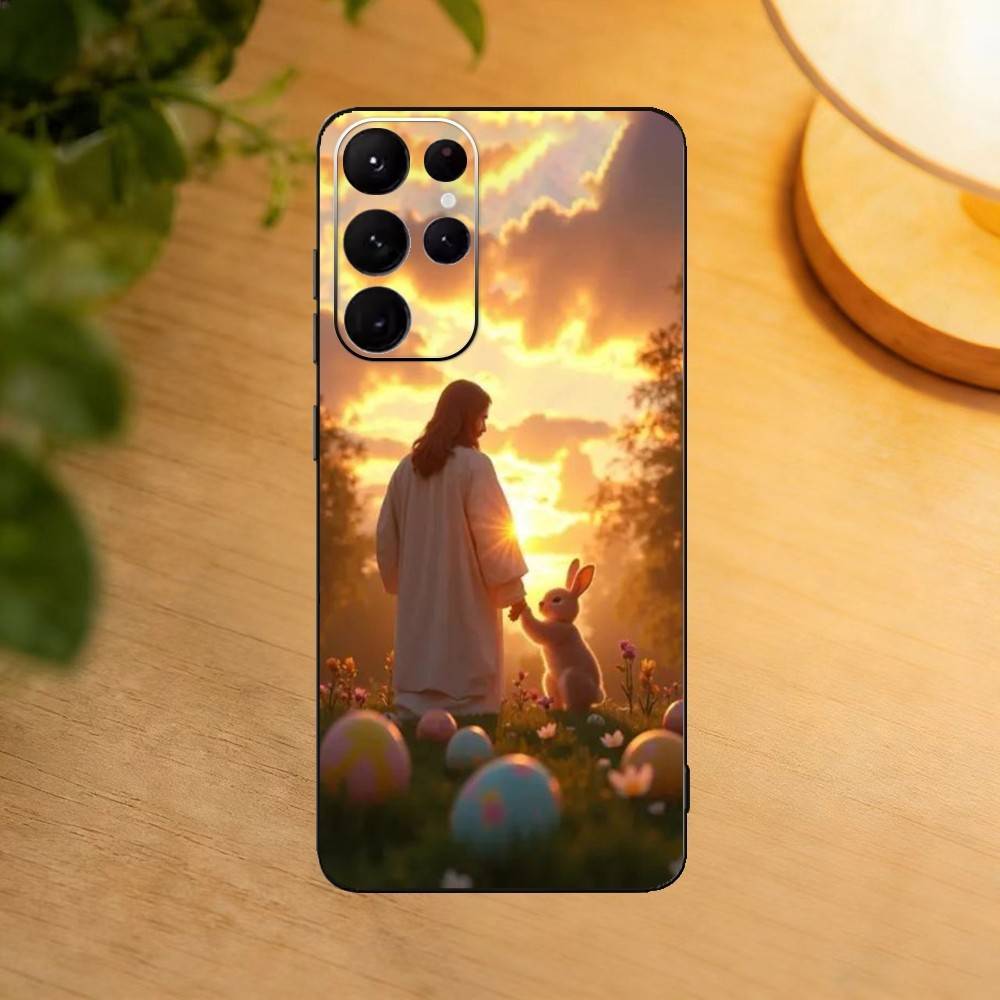 Easter Bunny And Eggs Phone Case For Samsung S25,S24,S21,S22,S23,S30,Ultra,S20,Plus,Fe,Lite Black Shell