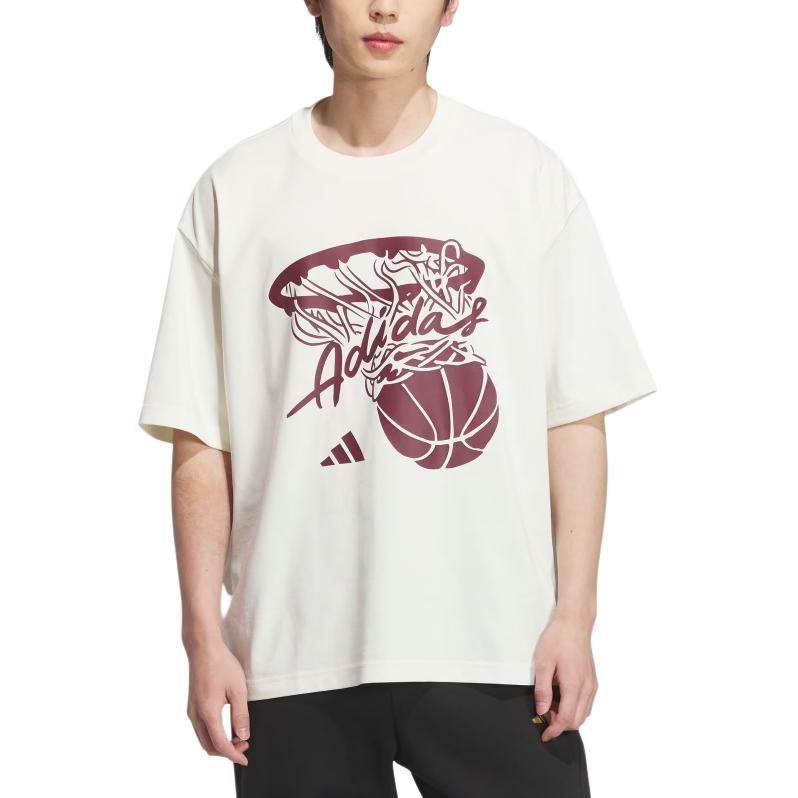 adidas BASKETBALL SS25 T Shirt Unisex Ivory White KD4294