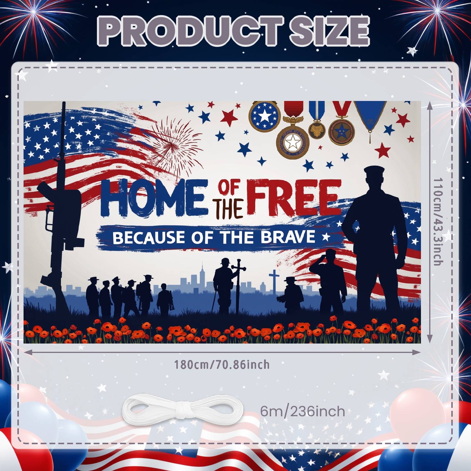 

Patriotic Banner American Flag Theme Veteran Honor Banner Freedom Tribute Banner Flower Decor For National Holiday