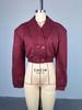 Burgundy Slimming V-Neck Double-Breasted Jacket - 2025 Spring Women's Fashion