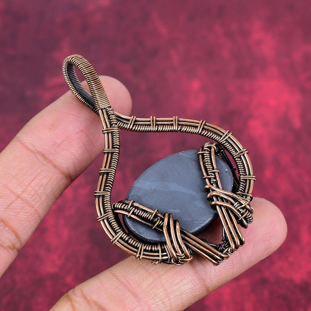 Shungite Rough Pendant Copper Wire Wrapped Jewelry Handmade Pendant Gemstone Pendant Copper Wire Wrap Pendant Gifts for Mom Designer Jewelry