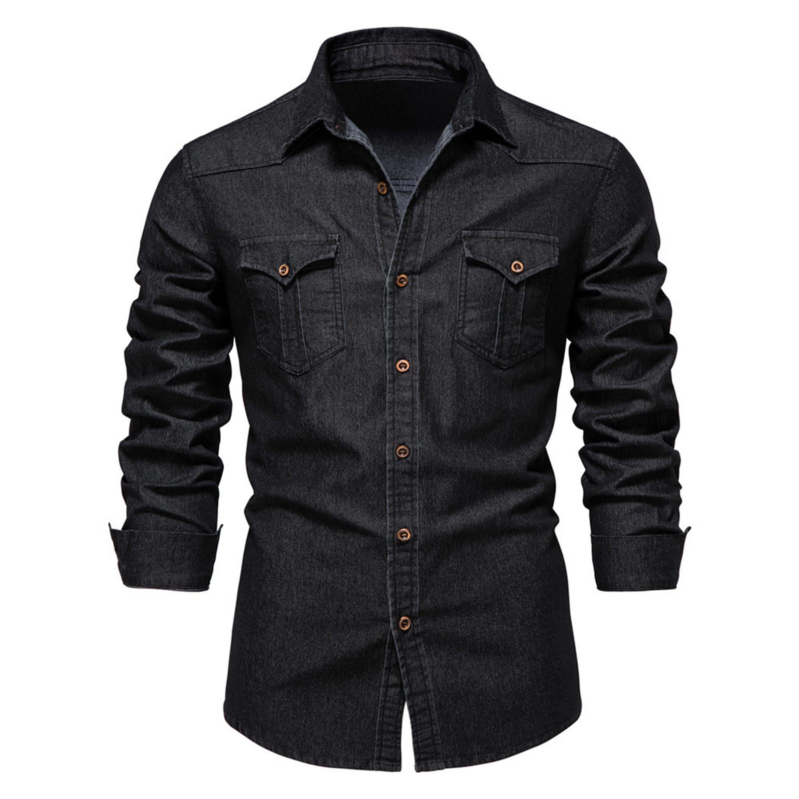 

New Retro European And American Long Sleeve Jeans Shirt Men s Fashion Shirt L