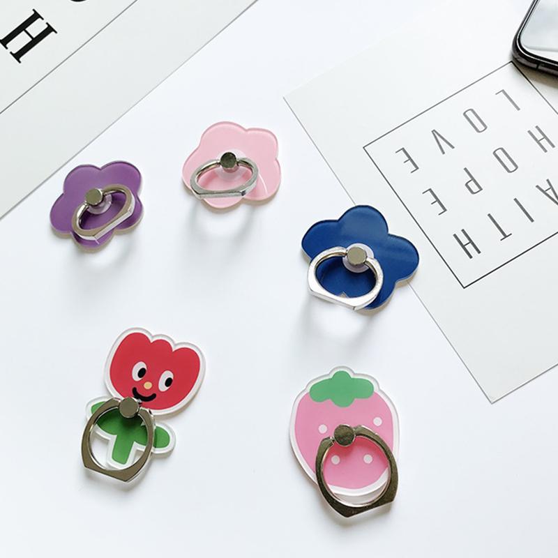 Cute Bear Phone Holder Flowers Finger Ring Stand Lazy Bracket Phone Kickstand
