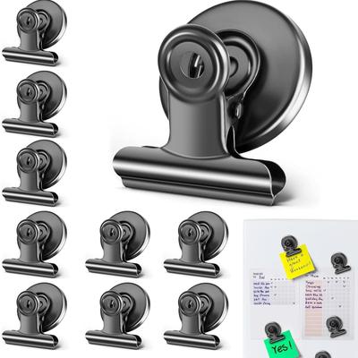 Kühlschrankmagnet-Clip, 10 Stück Starker Kühlschrank-Magnet-Haken-Clip, Magnetische Clips für Familie, Schule, Gefrierschrank, Küchenkühlschrank, 40mm/1,57 Zoll Schwarz