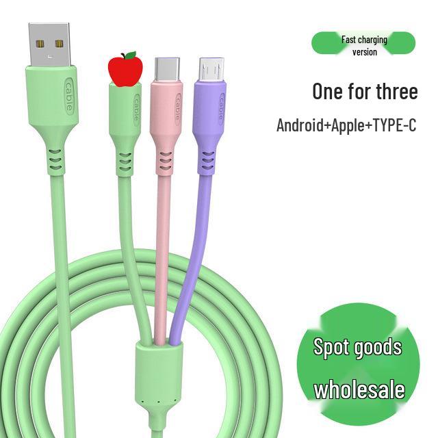 120W Braided 3-in-1 Super Flash Charge Cable for Apple, Huawei, and Type-C Android Devices - 6A Fast Charge Compatible.