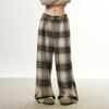 Women's Retro Plaid Wool Wide-Leg Pants - Loose, Versatile Design for Autumn/Winter