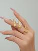 18K Gold-Plated Stainless Steel Guitar Open Ring - Trendy College Style Accessory with Niche Design.
