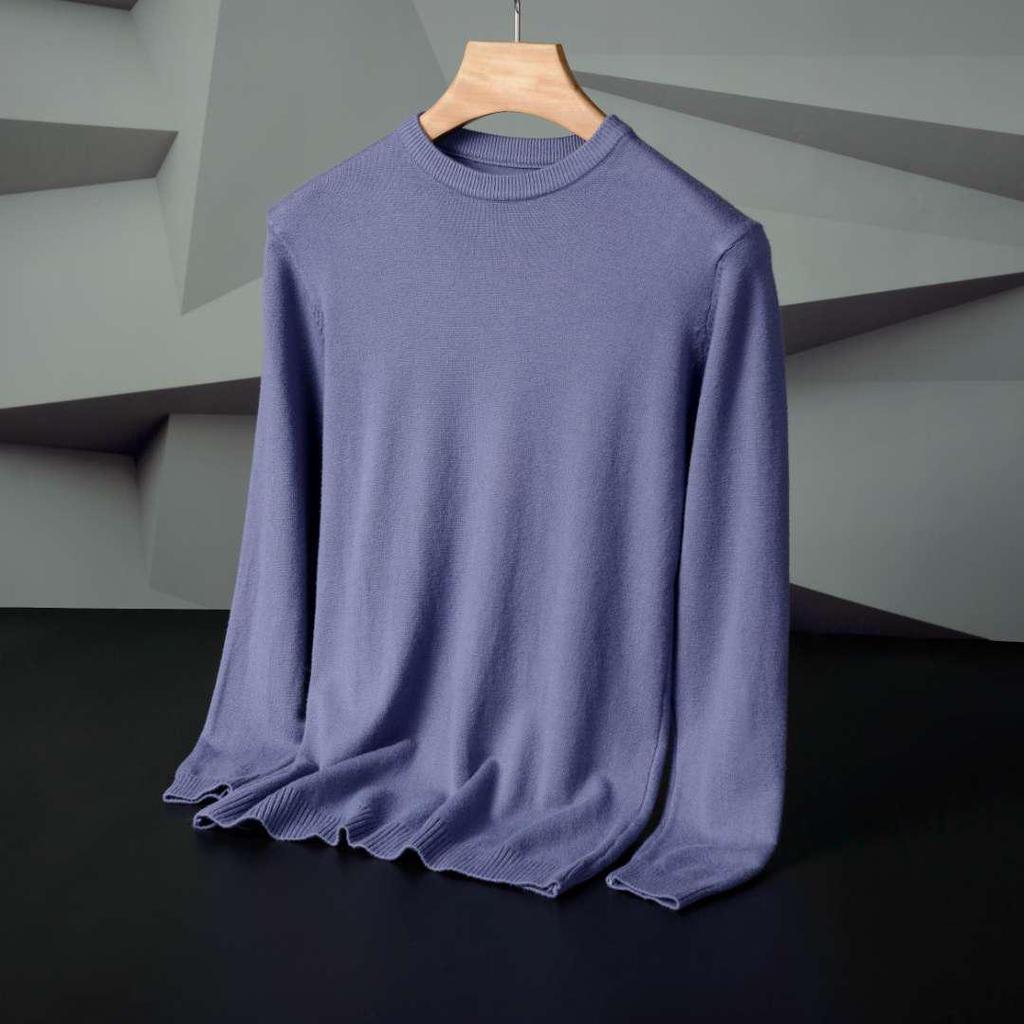 Men's Trendy Wool Round Neck Sweater: Autumn/Winter Collection, Long Sleeve Pullover for Casual Wear