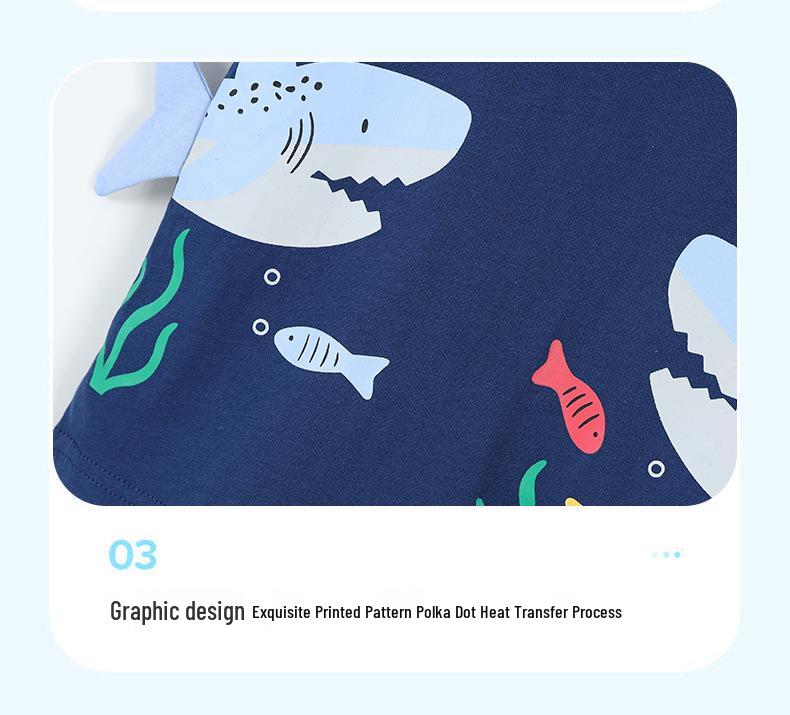 Summer 2026 Boys' Shark Print Short-Sleeve T-shirt - European & American Style