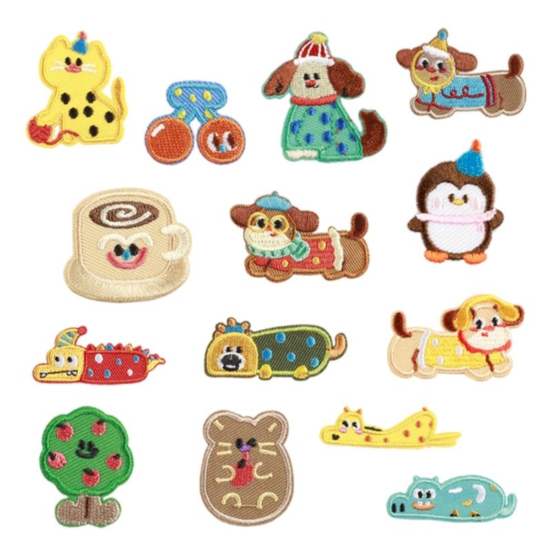 

14 Pcs Penguins Sewing Patches Craft Supplies Cartoon Cats Embroidered Patches for Hat Bags Shoes Customization 1
