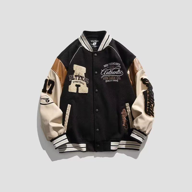 

Мужская модная бейсбольная куртка из искусственной кожи - весна/осень, повседневная уличная рабочая одежда L чёрный