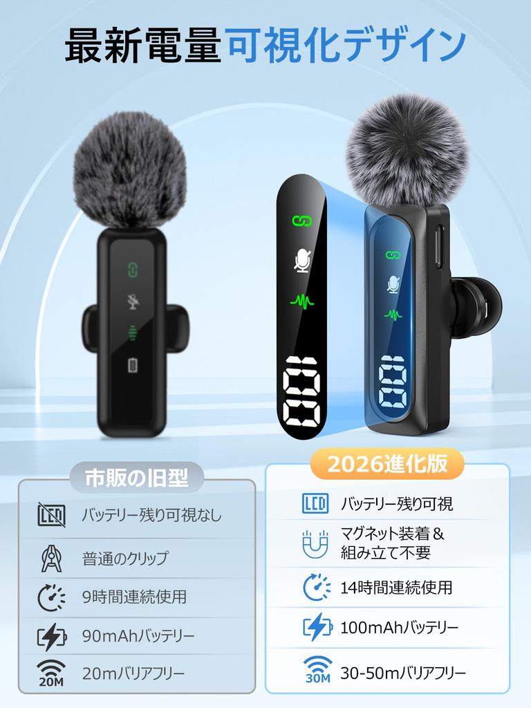Wireless Pin Microphone for Magnetic Pin Microphone Instant Noise 14 Hours Continuous Sound Compact Smartphone Microphone for Vlog Video Live Online