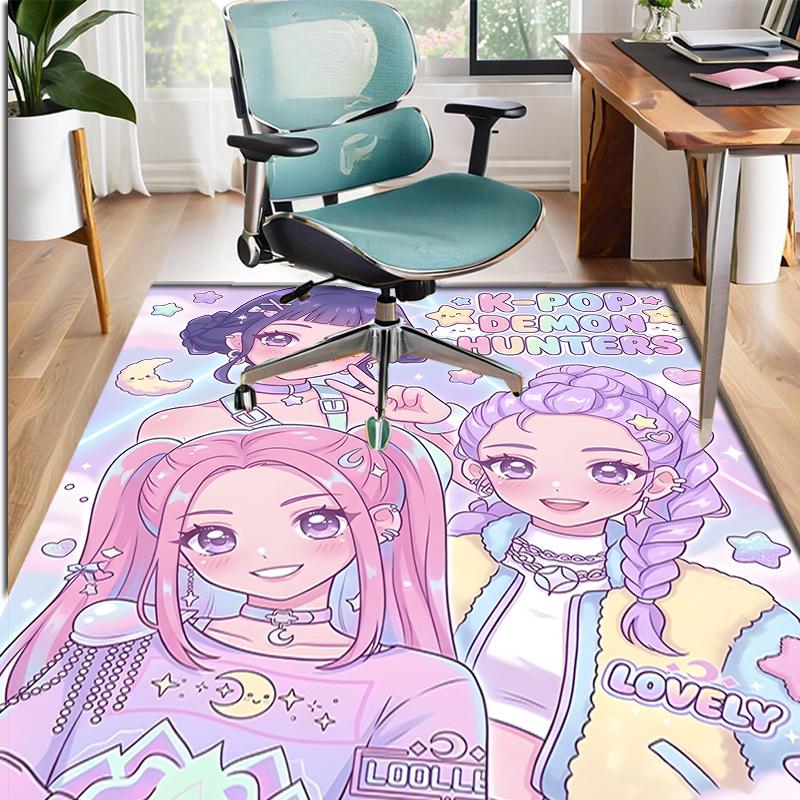 KPop Demon Hunters Pattern Rug, Indoor/Outdoor Mat, for Picnic, Gameroom, Bedroom, Office, Living Room, Home Decor Carpet, Birthday Gift