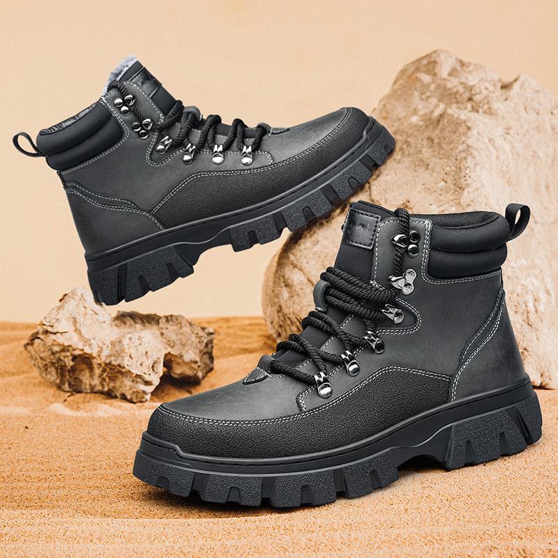 High Top Casual Walking Shoes for Men Outdoor Anti-Slip Ankle Boots Thick Sole Men Motocross Boots New Fashion Male Basic Boots
