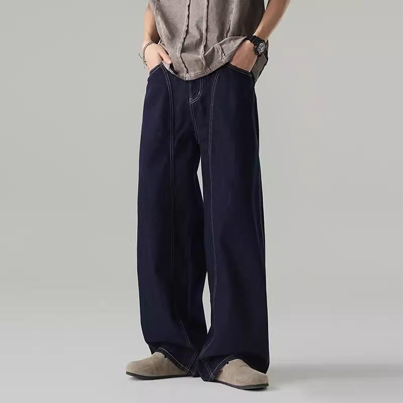 

Американские ретро-широкие джинсы Scimitar: Унисекс Свободные Брюки Прямого Кроя на Осень XL синий