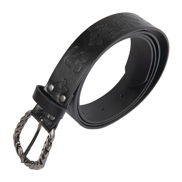 Medieval Full Embossed Wolf Faux Leather Belt Middle Age Renaissance Waist Belt LARP Ren Faire