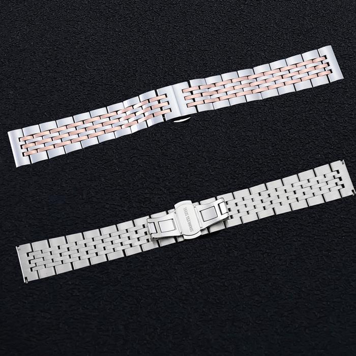 Stainless Steel Seven-Bead Watch Strap for Tissot T41, Elbow 12-24mm
