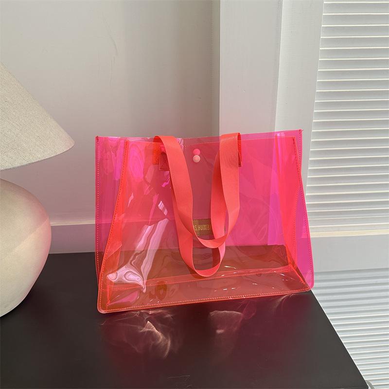 

This year s popular summer large-capacity transparent jelly bag women s 2025 new trendy fashion versatile plastic tote bag