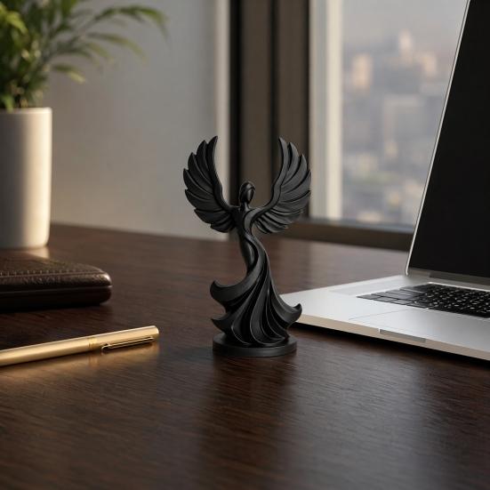 Engelsform Skulptur 3D Gedruckte Tanzende Figur, Moderne Geflügelte Frauenstatue, Schreibtisch Dekoration Dekorativ für Wohnzimmer, Schlafzimmer, Bücherregal Decor