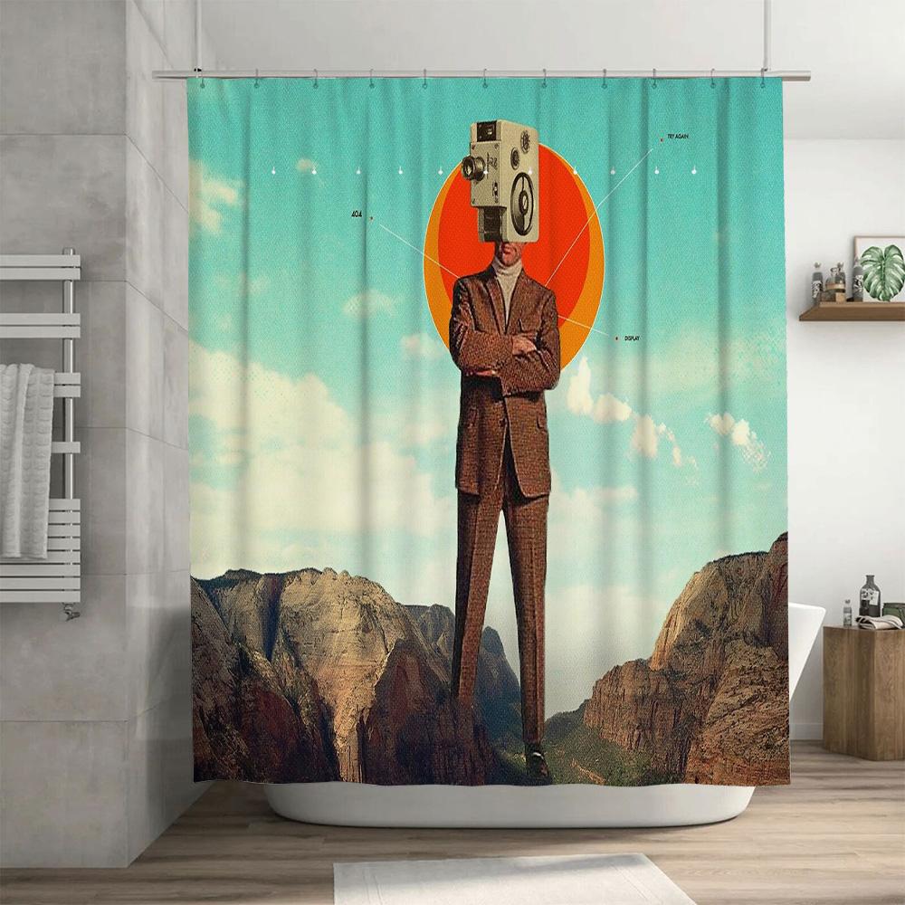Abstract Man Shower Curtain Modern Art Tapestry Backdrop Minimalist Home Decor Wall Hanging Bathroom Decor Unique Gift