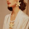 A new set of beach style imitation pearl starfish necklace and a pair of high-end starfish stud earrings.