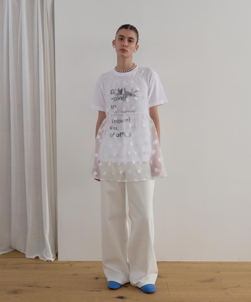 Majone Sheer Dot Organza Dress_White