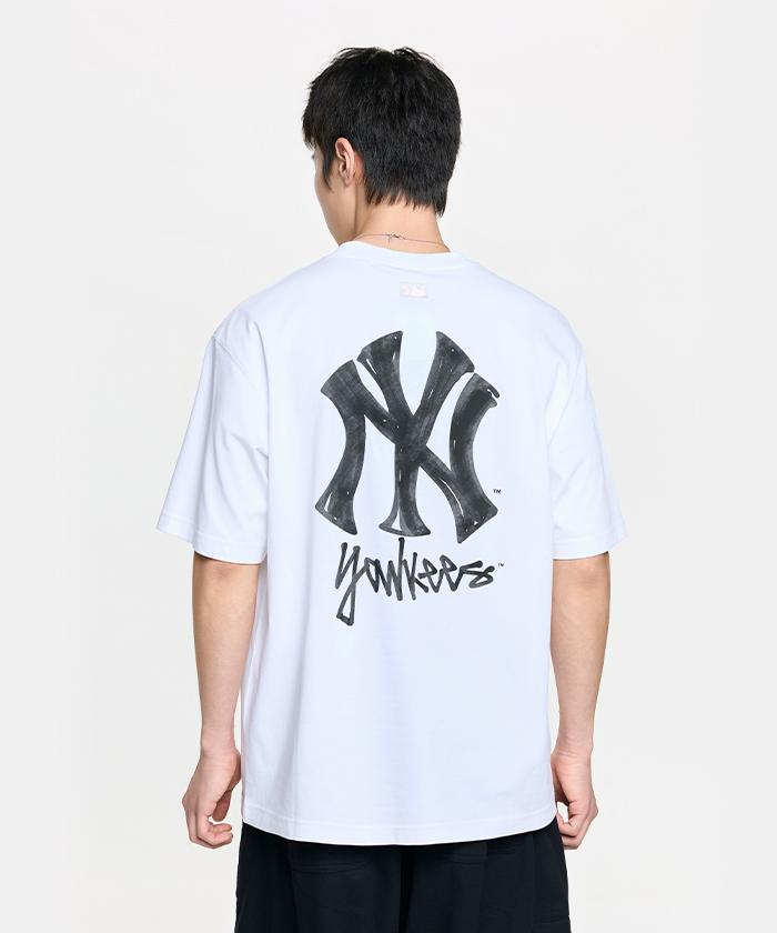 Emelbi Basic Simple Street Logo Oversized Short Sleeve T-Shirt Ny (White)