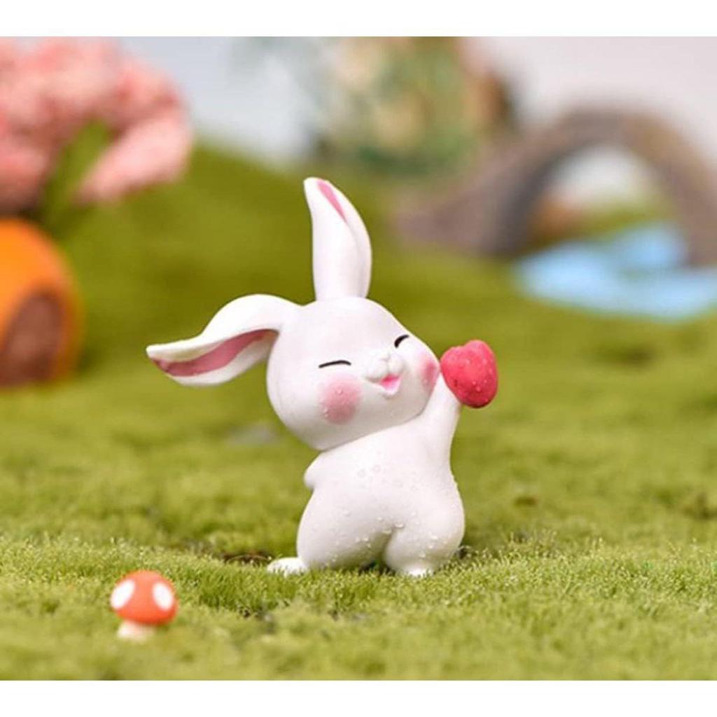 (6 Pcs Rabbit Set) Miniature Showpiece Set for Home Decor,Car Dashboard,Valentine,Living Room,Gifts Figurines,Cake Decoration Items