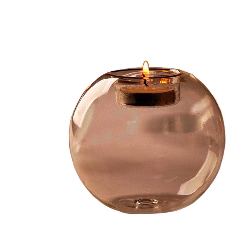 1PC Glass European Round Candle Holder Clear Glass Candle Holder Glass Crafts Ornament Home Decoration
