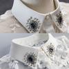 Women for Rhinestone Lace Embroidery Shirt False Collar Detachable Fake Necklace