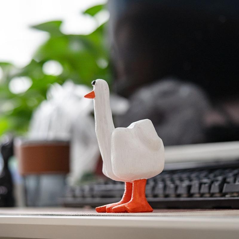 Kreative Mittelfinger-Enten-Dekoration - Neuartige Harzstatue, Trendiges Internet-Bastelornament, Schrullige Schreibtischfigur für Zuhause