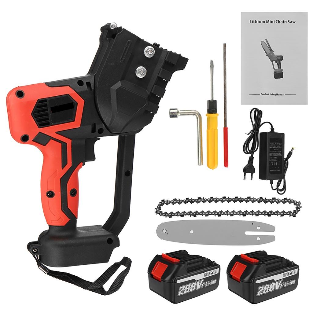 

100-240 В 8 дюймов Электрическая цепная пила 21 В Аккумуляторная Одноручная пила Цепная пила 1500 Вт Деревообрабатывающий инструмент с 1/2 шт. аккумулятором 2*Batteries