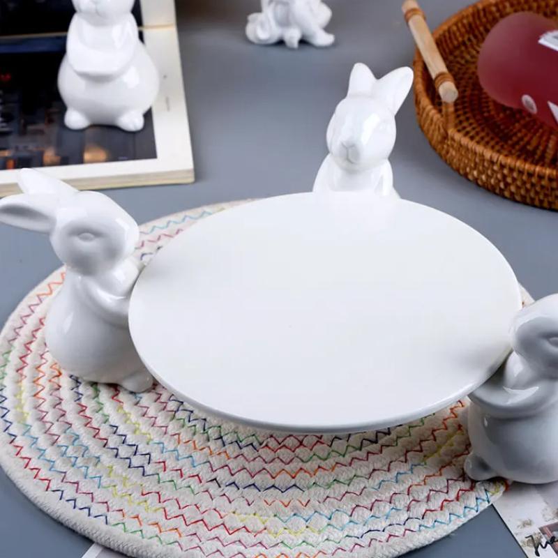 Svatební stojan na dezerty Rabbit Tray - ovocný talíř, stojan na dort, talíř na dim sum a talíř na sushi pro servírování svačin a dezertů