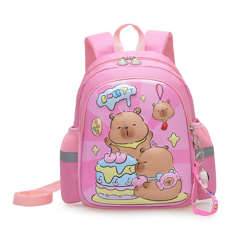 Childrens Cute Capybara Backpack With Airflow Back System For Preschool And Daycare розовый
