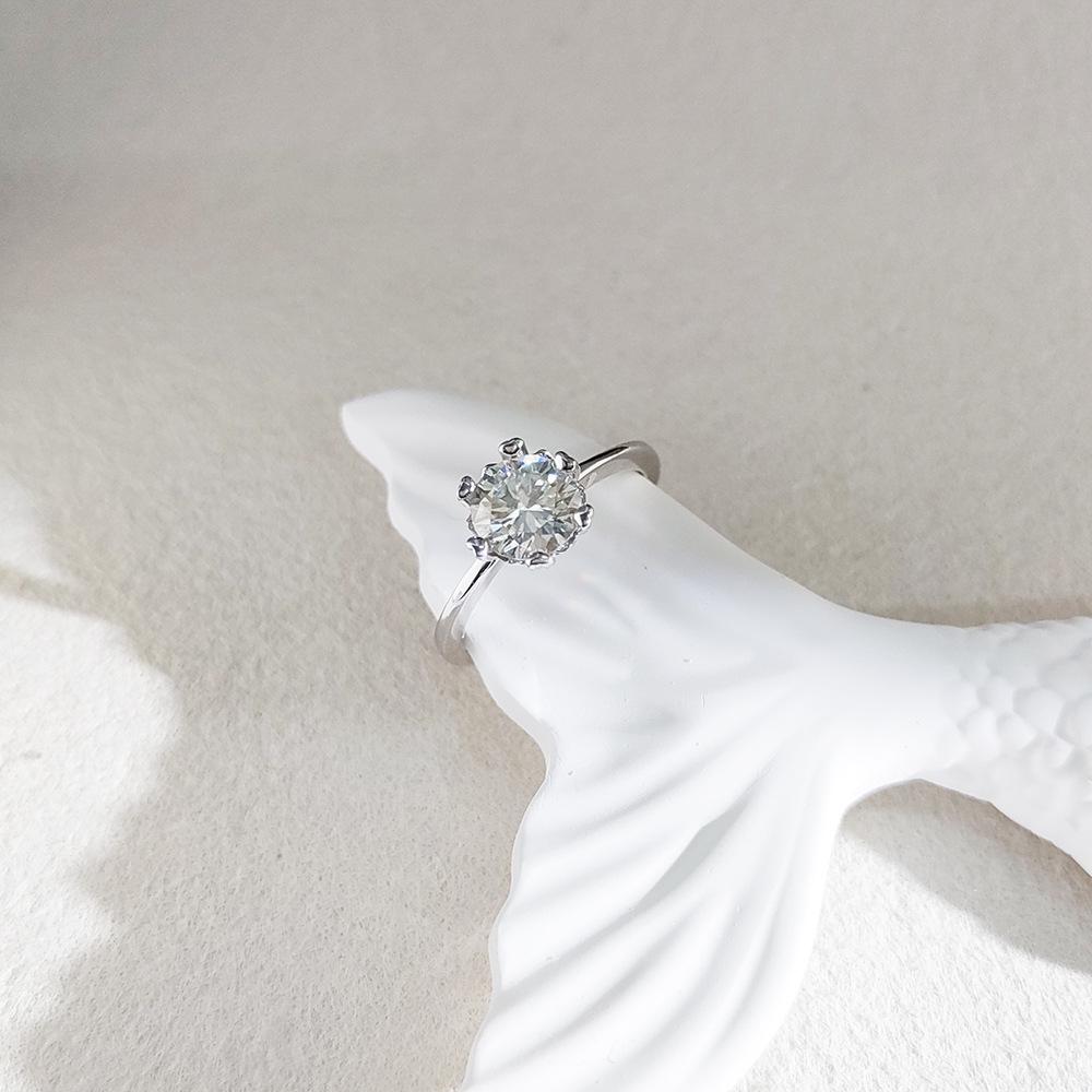 Classic Six-Prong Snowflake Moissanite Ring, 1 Carat Simulated Diamond, 925 Sterling Silver
