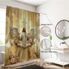 1Pc Holy Jesus Print Waterproof Shower Partition Privacy Hanging Curtain With 12 Hooks, Multiple Sizes Easy Installation