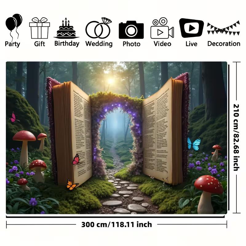 Fantasy Book Theme Backdrop, Magical Forest Path Photography Background