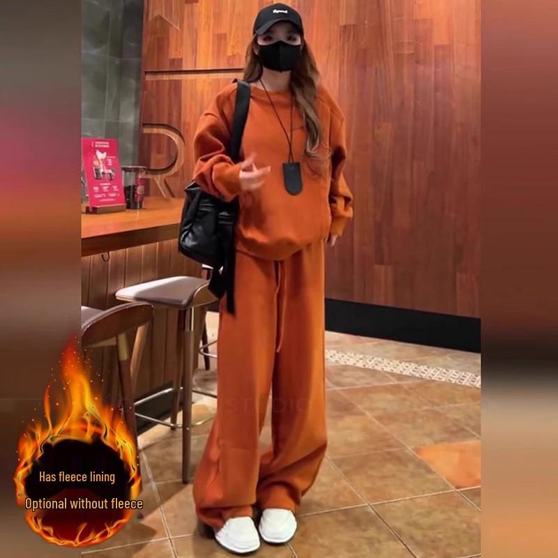Women's Fashionable Sporty Casual Suit: Hoodie & Wide-Leg Pants Two-Piece for Spring/Autumn