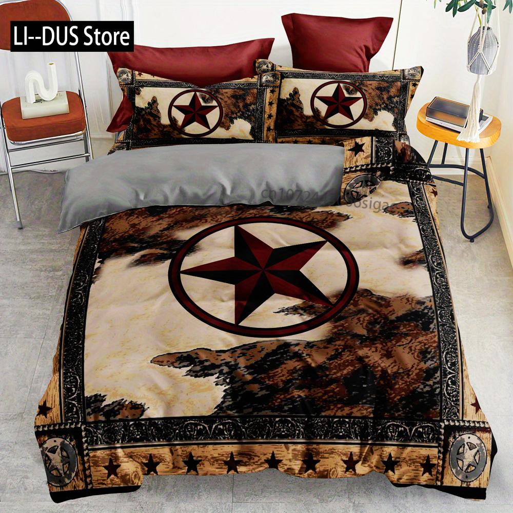 

3pcs Duvet Cover Set Rustic Western Cowboy Knight Printed Bedding Set Soft Comfortable Duvet Cover For Bedroom Guest Room EU Single(135*200cm)3pcs
