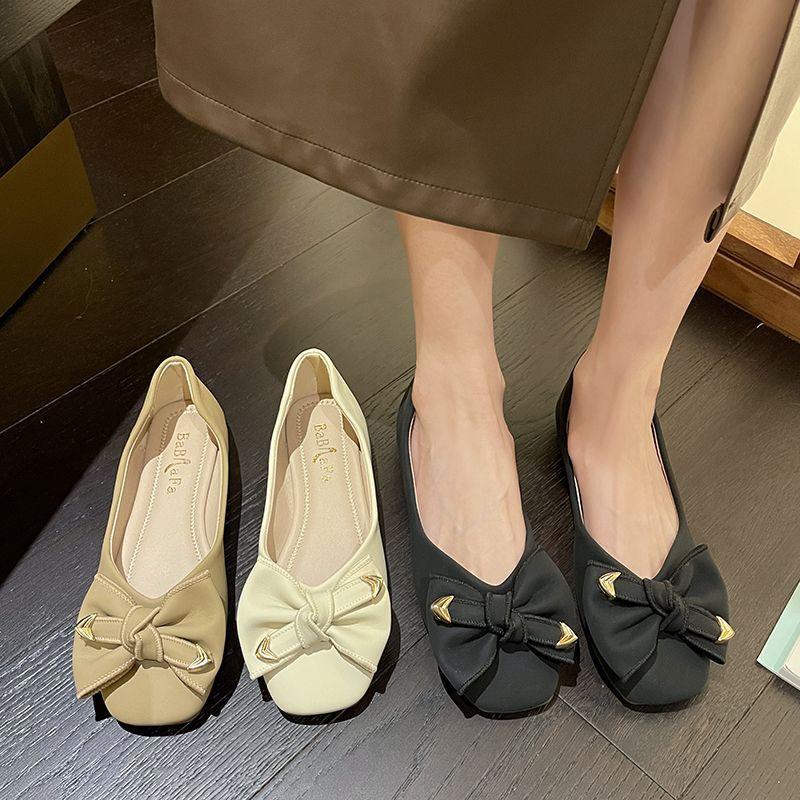 Flat-soled Single Shoes Women's 2025 New Spring and Autumn One-pedal Soft-soled Versatile Non-slip Ladyshoes Korean Version of Temperament Doudou Sho