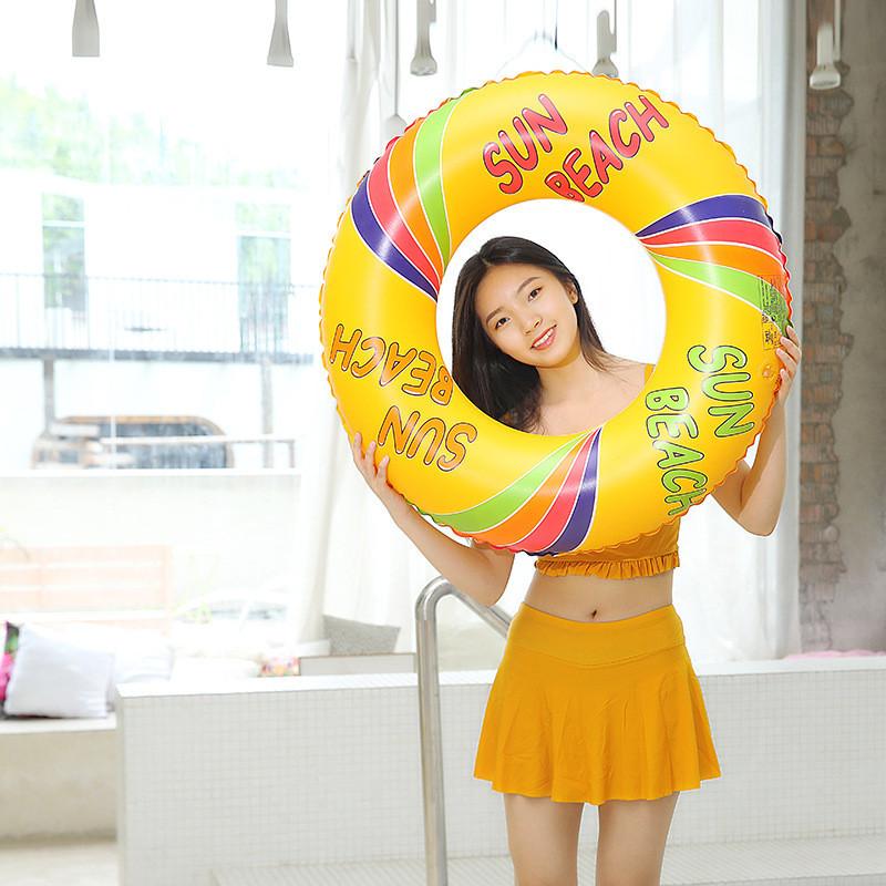 Adult Thickened Inflatable Swim Ring Eco-friendly Pvc 3mm Thickness Printed Float Ring For Underarm Swimming Water Sports 80cm 90cm