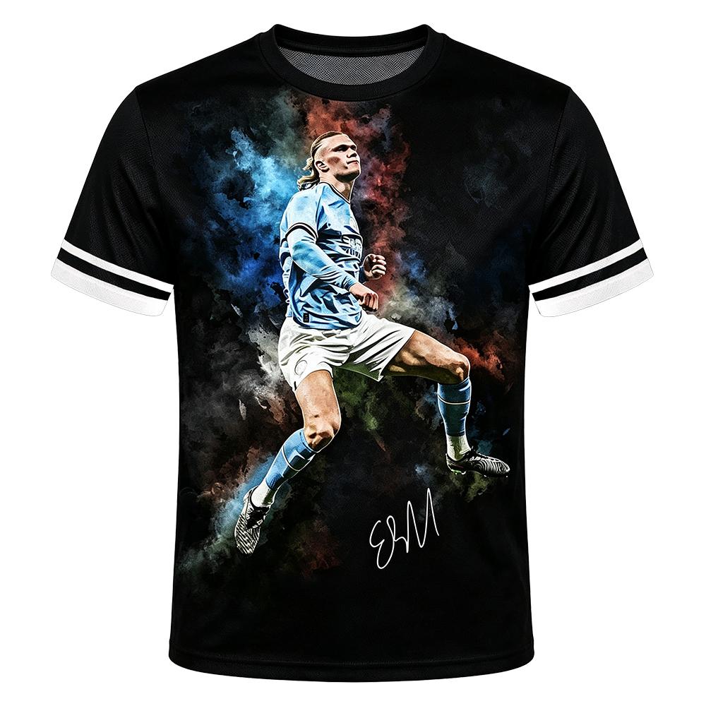 Norvegia Numero 9 HAALAND Maglia Calcio T-shirt Unisex Streetwear Estate Girocollo Ampia Casual T-shirt Design alla Moda Grafica Merch