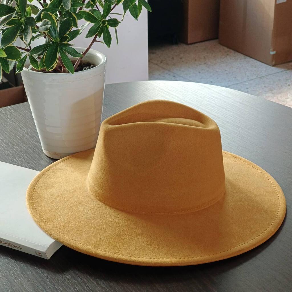 LIDHAY Western Style Suede Hat, Unisex Wide Brim Fedora Hat, Felt Panama Hat, Rancher Hat LIDHAY Western Style Suede Hat, Unisex