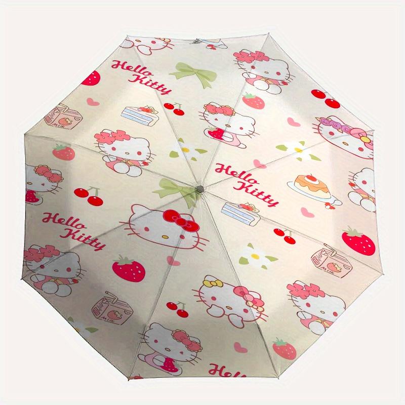 Hello Kitty,Cute Patterns Automatic Umbrella-Foldable, Durable 8-Bone Design, Compact and Stylish, Great for Camping, Halloween, Christmas,