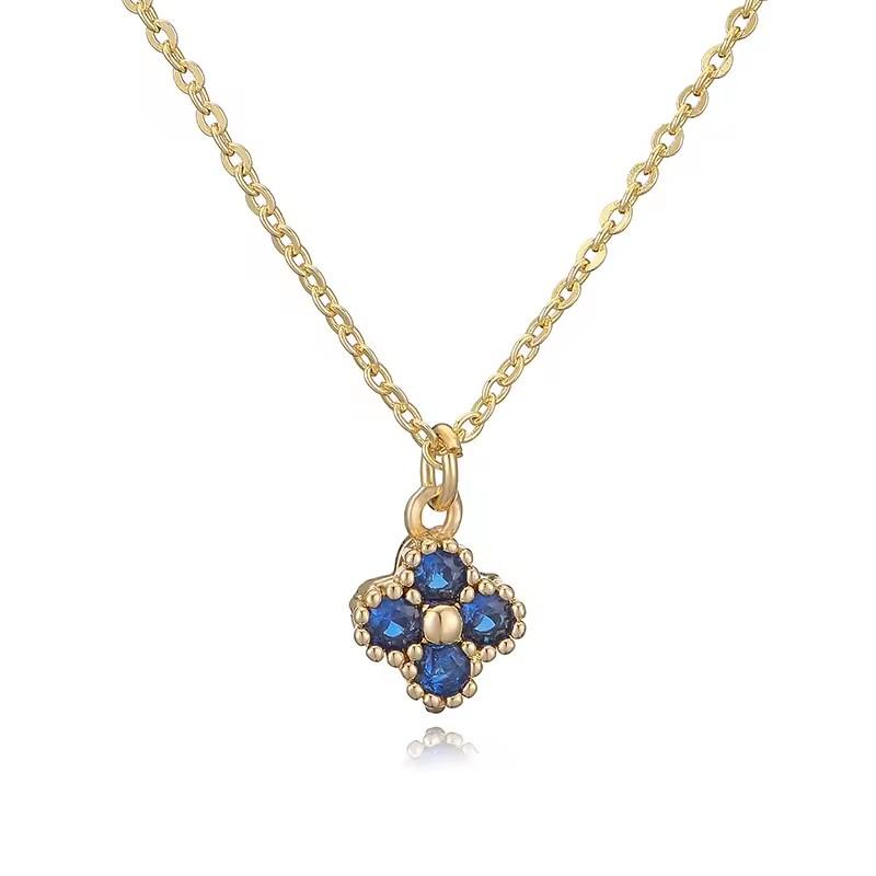 New Bestselling Clover Flower Colored Zircon Women's Necklace Luxury Jewelry Gift