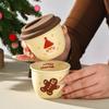 Weihnachten Keramik Handhaltetasse Winter Handwärmer Tasse Thermoskanne Kleine Kapazität Wasserbecher Kaffee Freizeittasse Silikondeckel Tasse